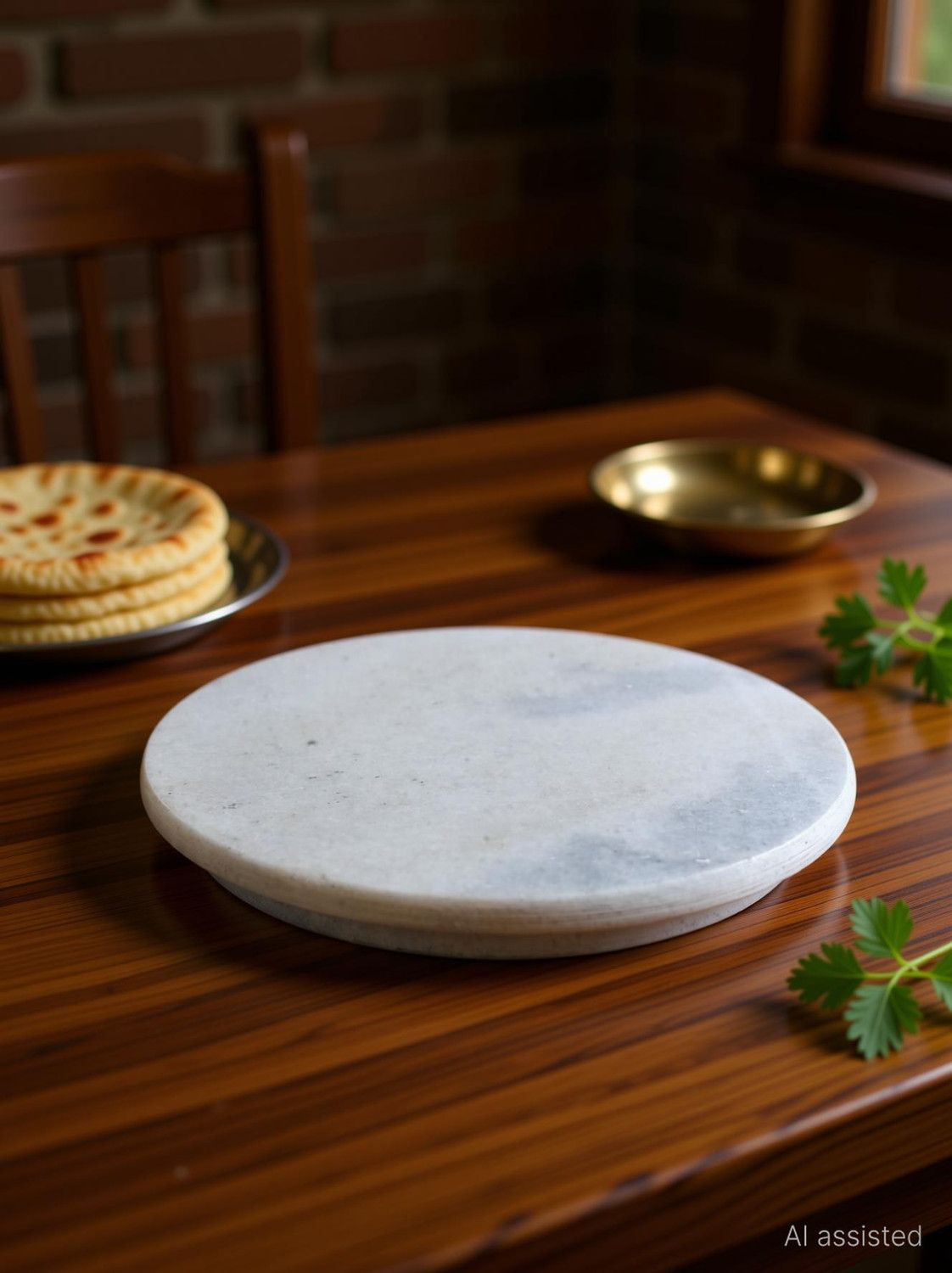 JANTA Premium Natural Marble Chakla Belan Set | Heavy White Marble Rolling Board Belan Rolling Pin & Board