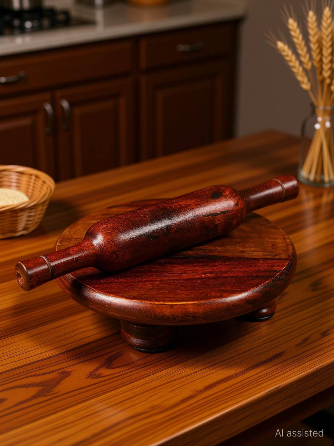 Adore Craft Adore Craft Wooden Chakla Belan Set/Rolling Pin/Roti Maker & Borad Roti Maker/phulka Maker/chapati Maker chakla for Home and Kitchen. Rolling Pin & Board