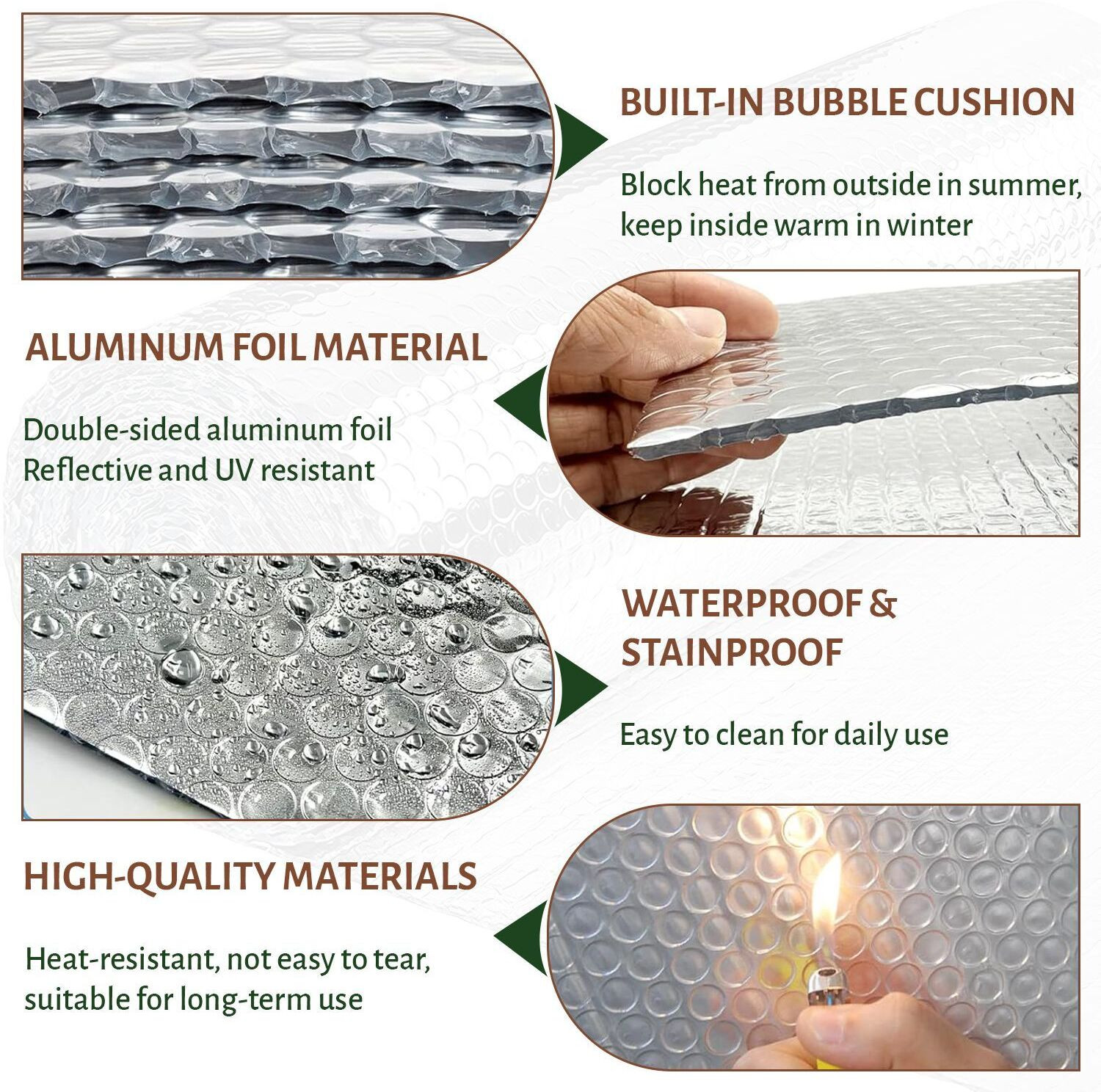 Image of TurtleGrip Aluminium Heat Insulation Sheet 300 GSM 8mm (1.2x1m) for Roof Shield For Summer Silver Roof Shingle