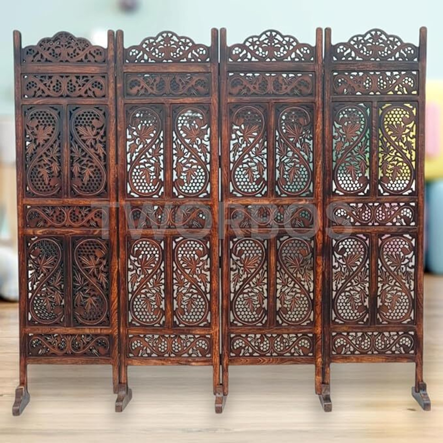 Image of TWOBROS Wooden Room Partition||Divider For Home Office Solid Wood Decorative Screen Partition