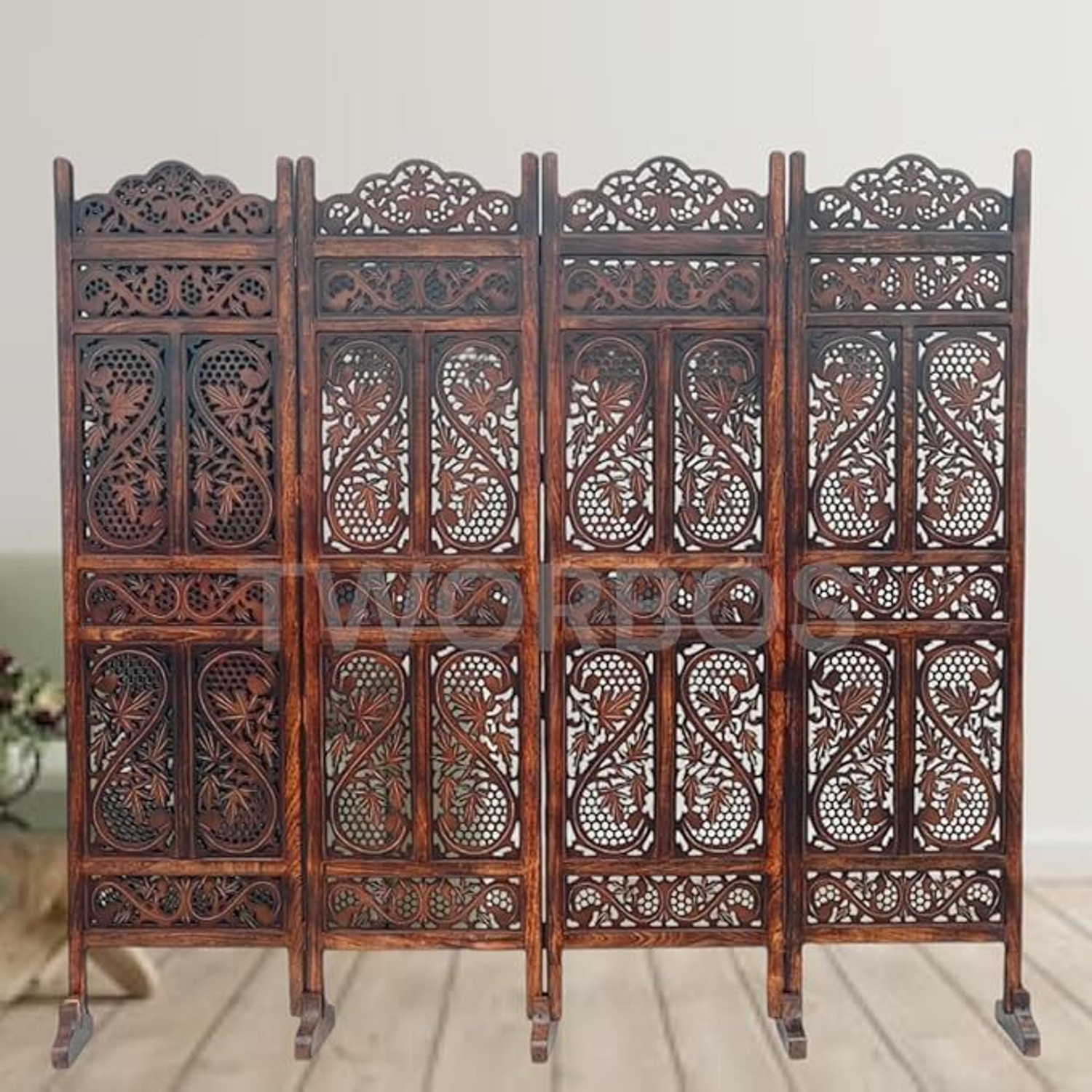 Image of TWOBROS Wooden Room Partition||Divider For Home Office Solid Wood Decorative Screen Partition