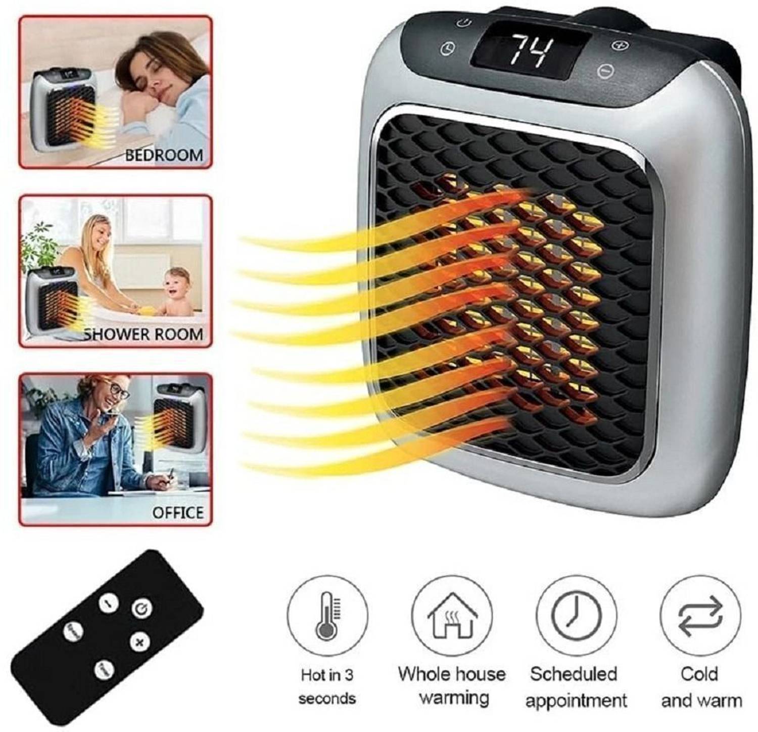 Chenna Store Electric New Handy Heater Turbo Wall-Outlet 800 Watt