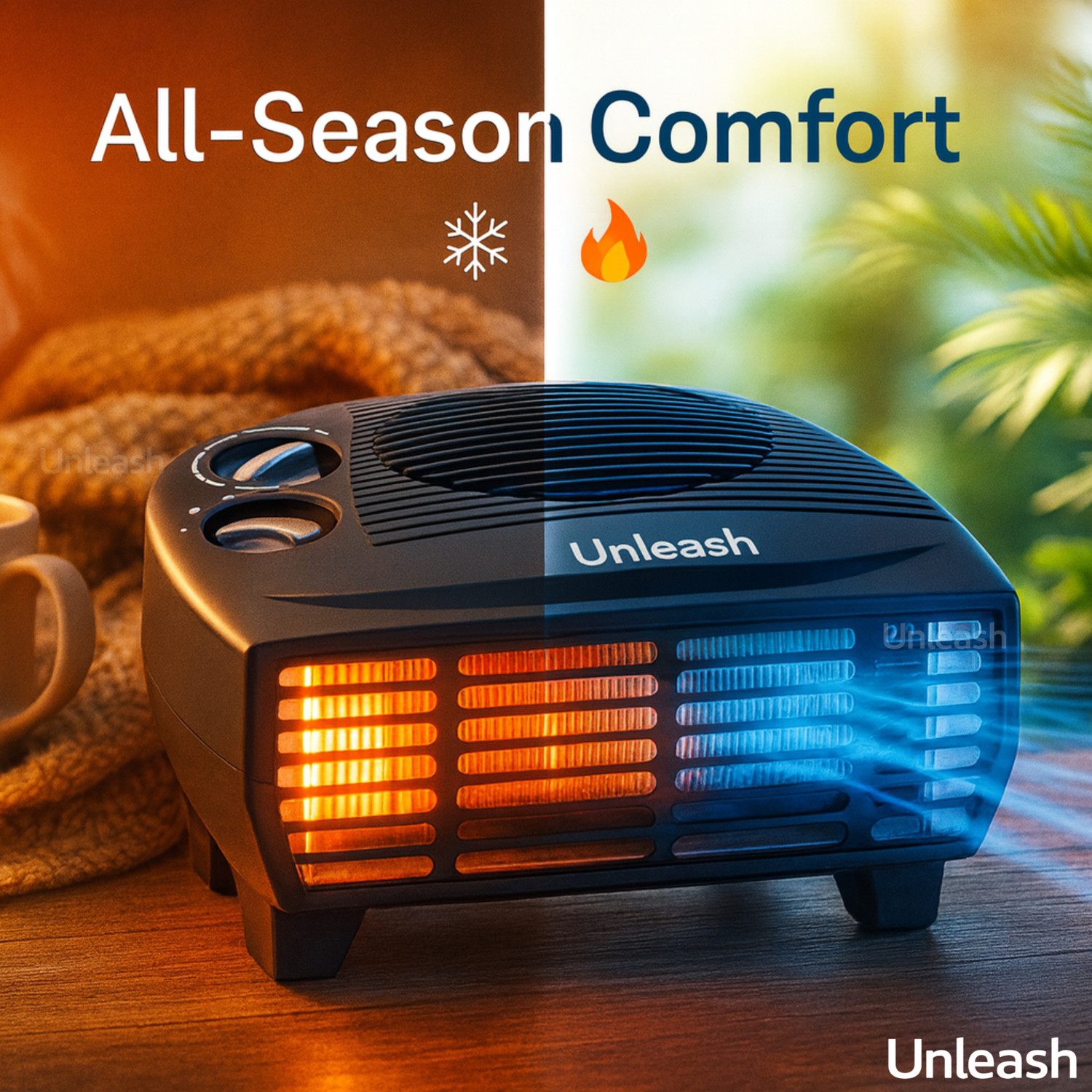 Image of unleash Fayra 2000W Room Heater, Blower Room Heater Fan Model For Home, Bedroom Fan Room Heater