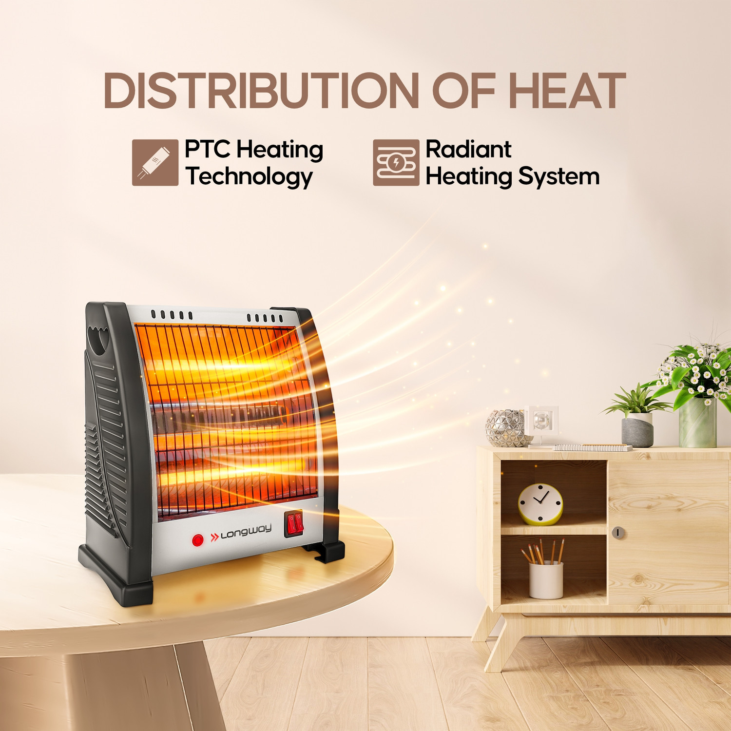 Image of Longway Blaze 2 Heating Rods for Quick Heating 800 Watt Quartz Room Heater