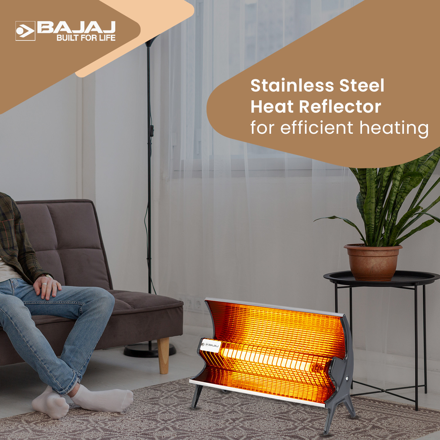 Image of BAJAJ j Flashy 1000 Watts Radiant Room Heater (Steel) Halogen Room Heater