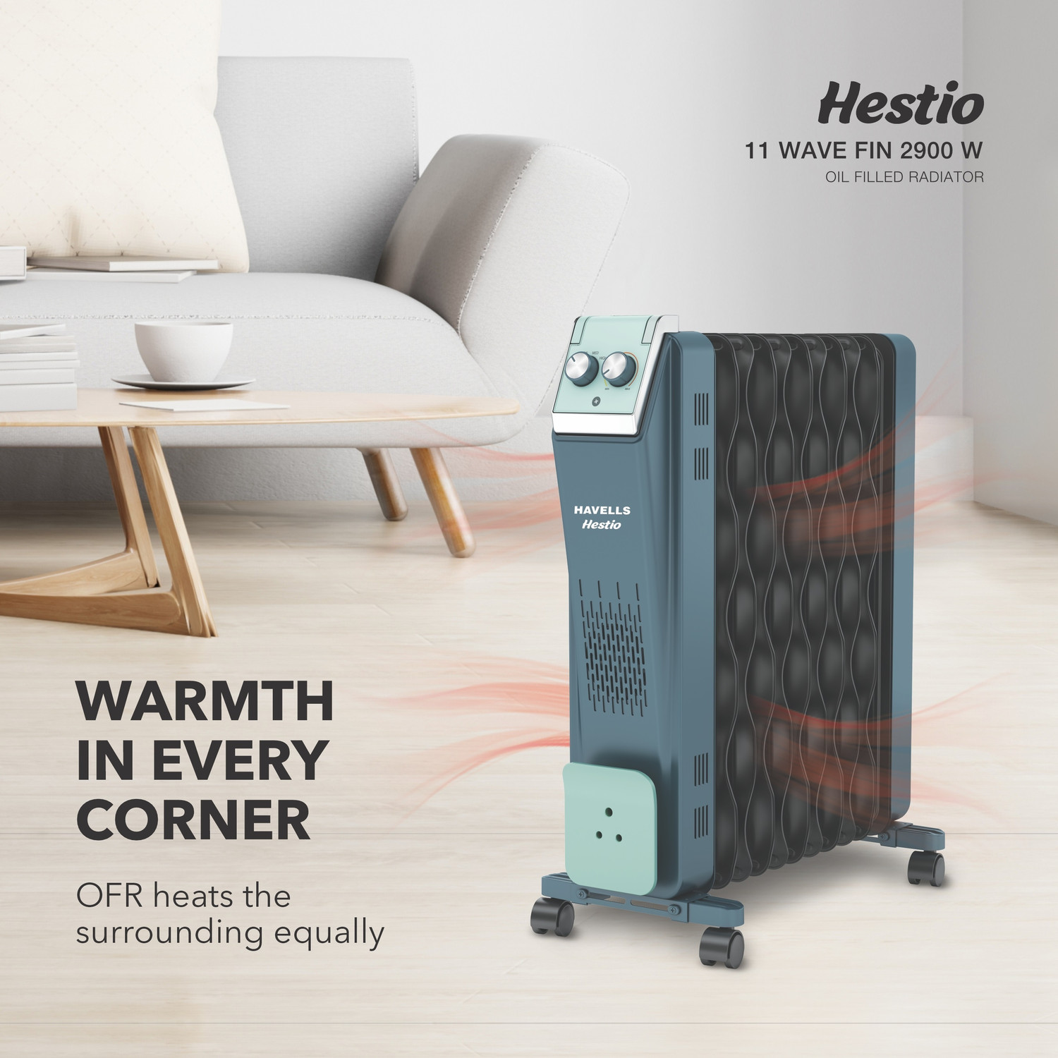 Image of HAVELLS GHROFCKN290 Hestio 11 Wave Fin Oil Filled Room Heater