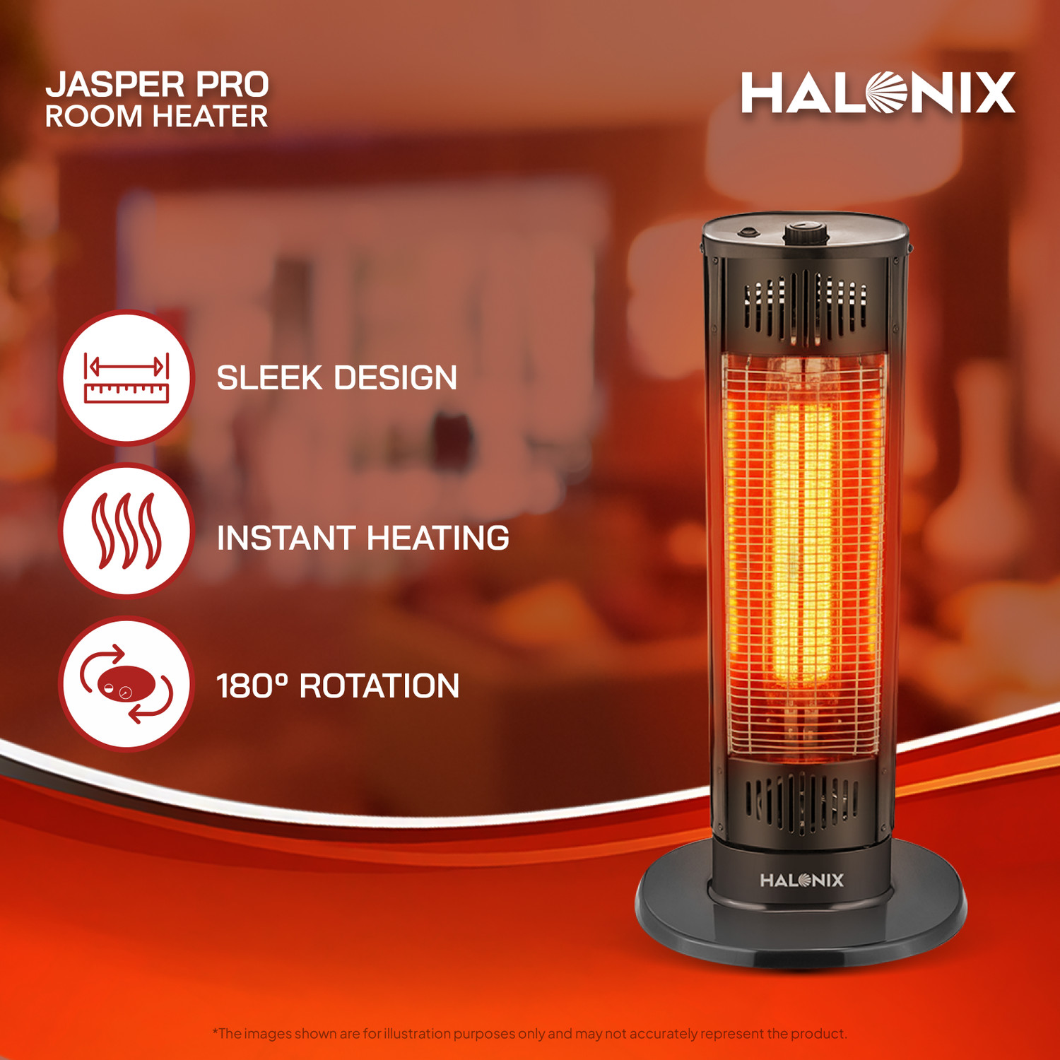 Image of HALONIX 1500W Jasper Pro Room Heater Carbon Room Heater