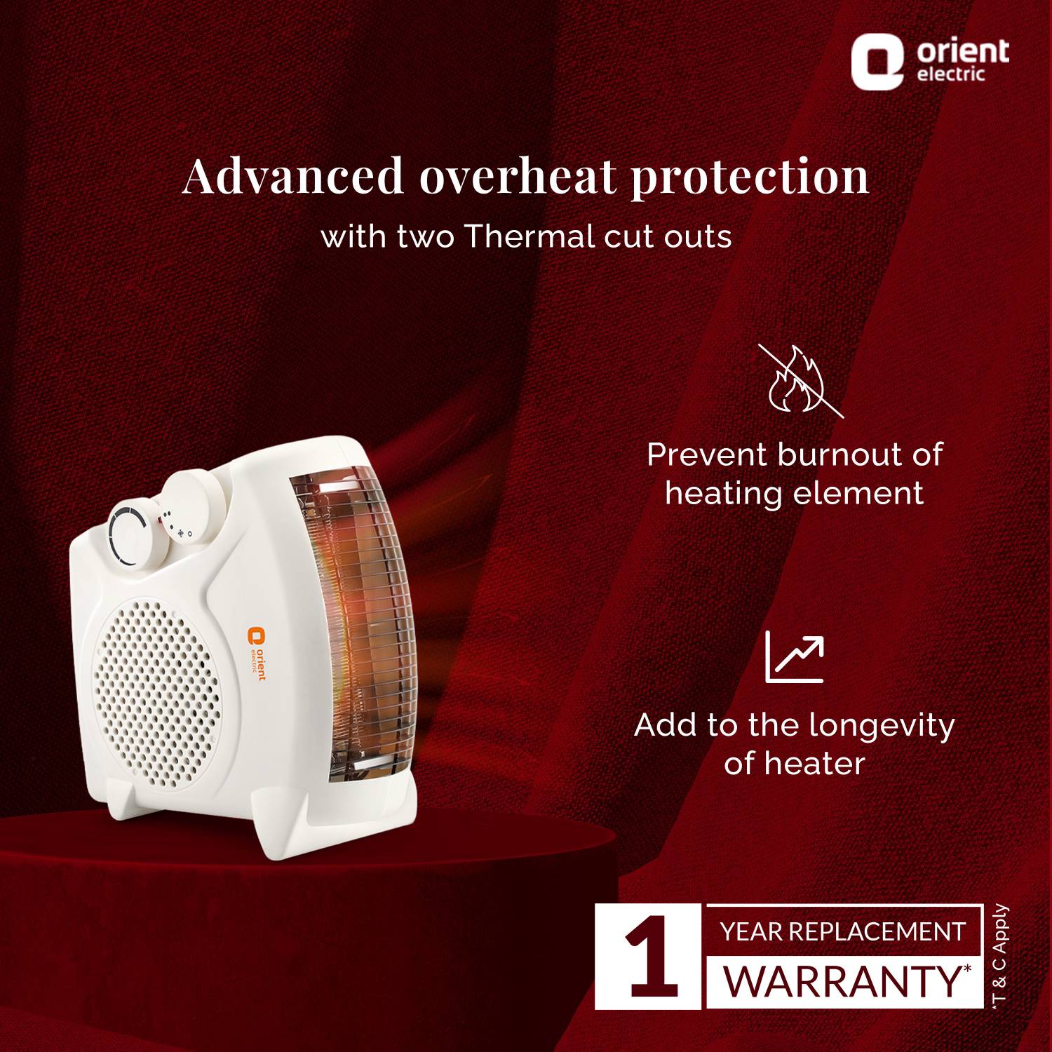 Orient Electric FH20WP 2000/1000 Room Heater - Image 3