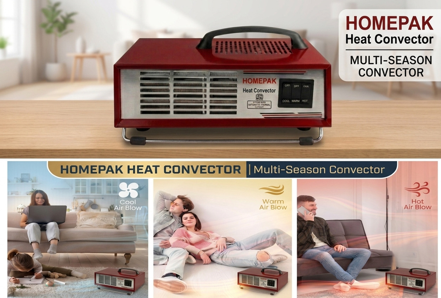Image of HOMEPAK Home and Office Majesty Rx -60 Degree work able 1000W /2000w Room Heater Fan Room Heater