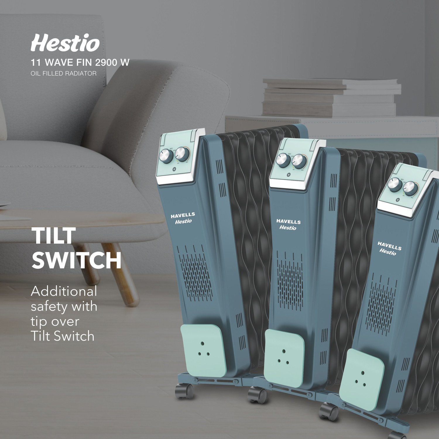 Image of HAVELLS GHROFCKN290 Hestio 11 Wave Fin Oil Filled Room Heater