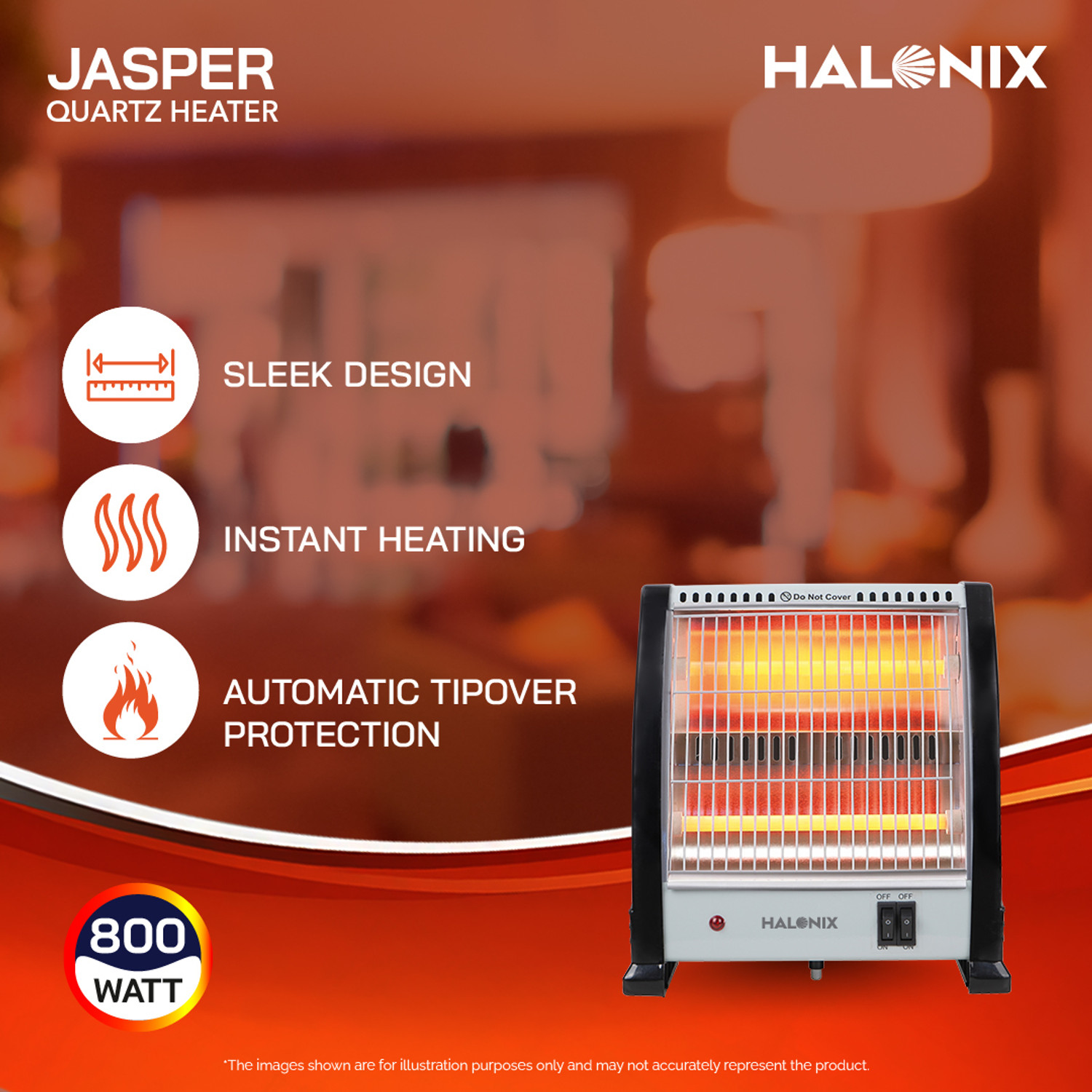 Image of HALONIX 800W Jasper Quartz Room heater Quartz Room Heater