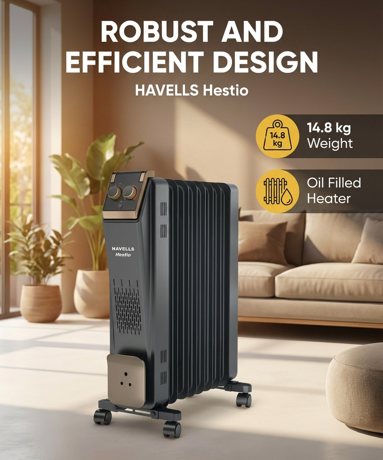 Image of HAVELLS Hestio 9 Straight Fin Hestio Oil Filled Room Heater