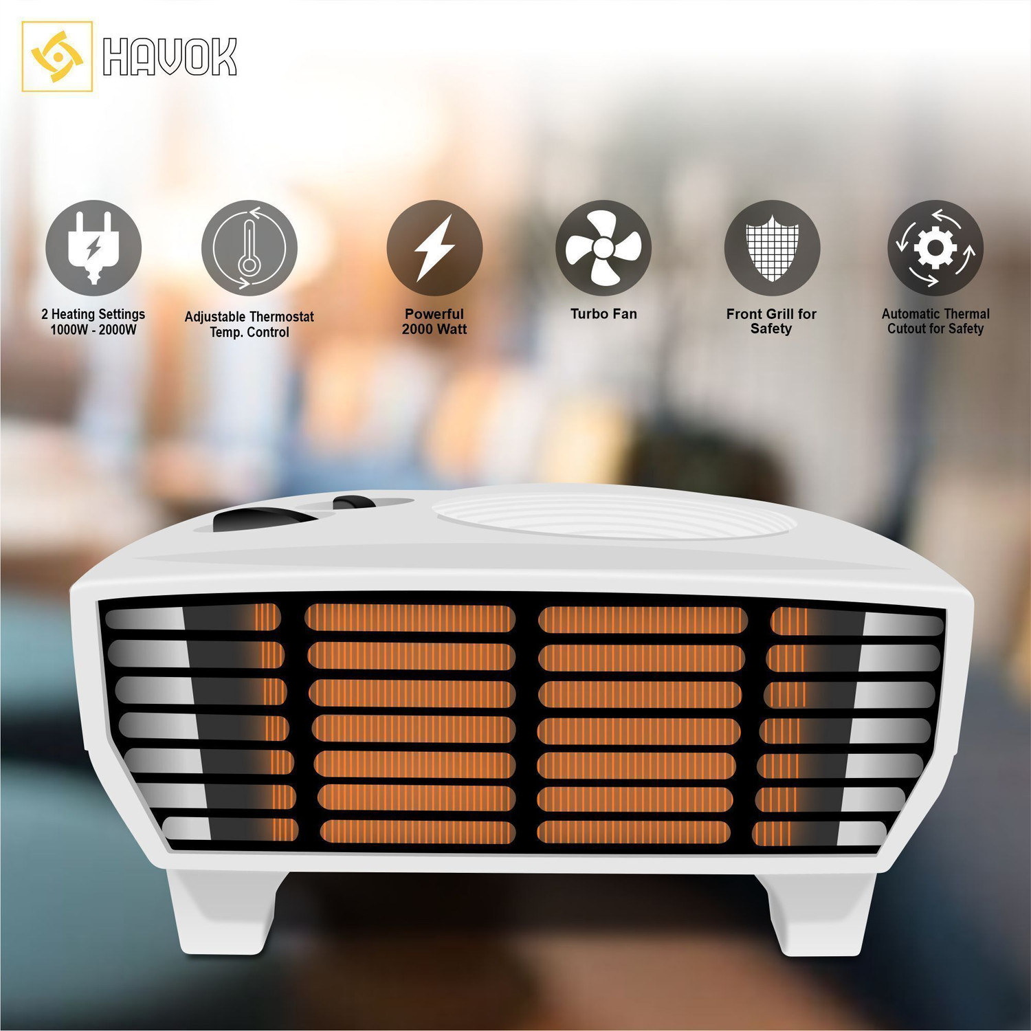 Image of Havok Fan Heater 2000W Fan Room Heater