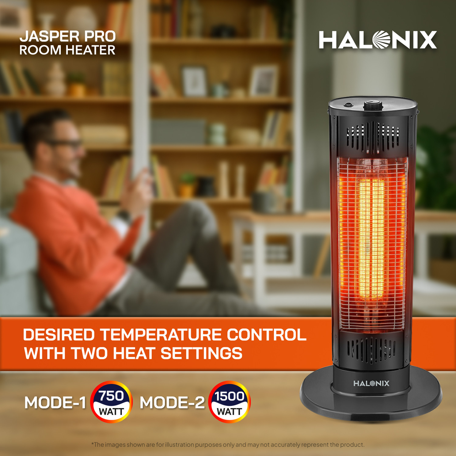 Image of HALONIX 1500W Jasper Pro Room Heater Carbon Room Heater