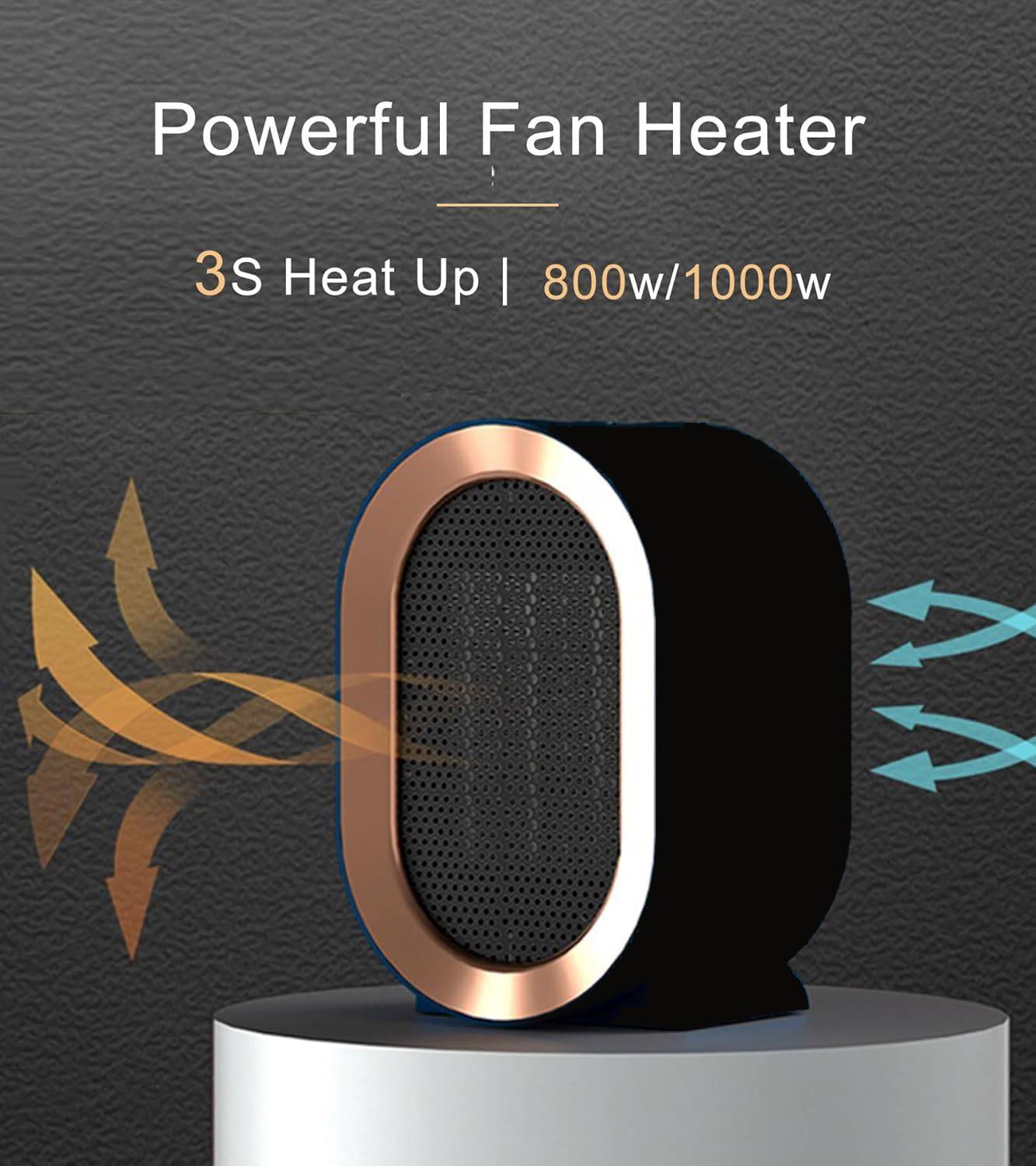Viraan Black Electric Heating Fan Heater with Instant Warm Air Fa