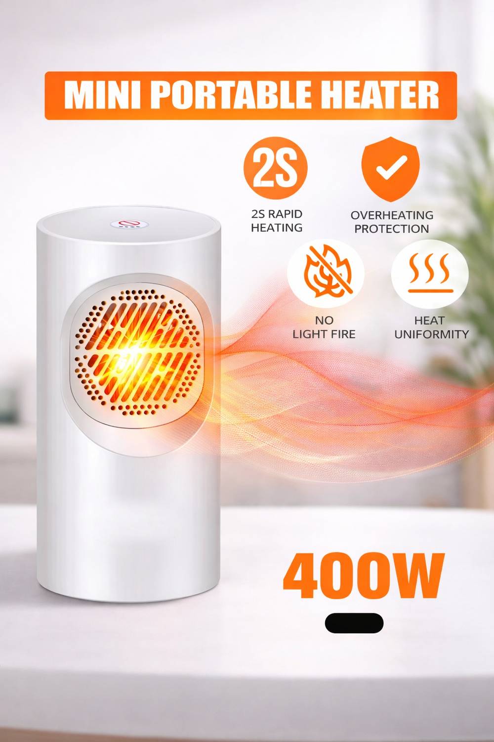 Bright PORTABLE ROOM HEATER WITH FAN PORTABLE RAPID SAFETY SWITCH