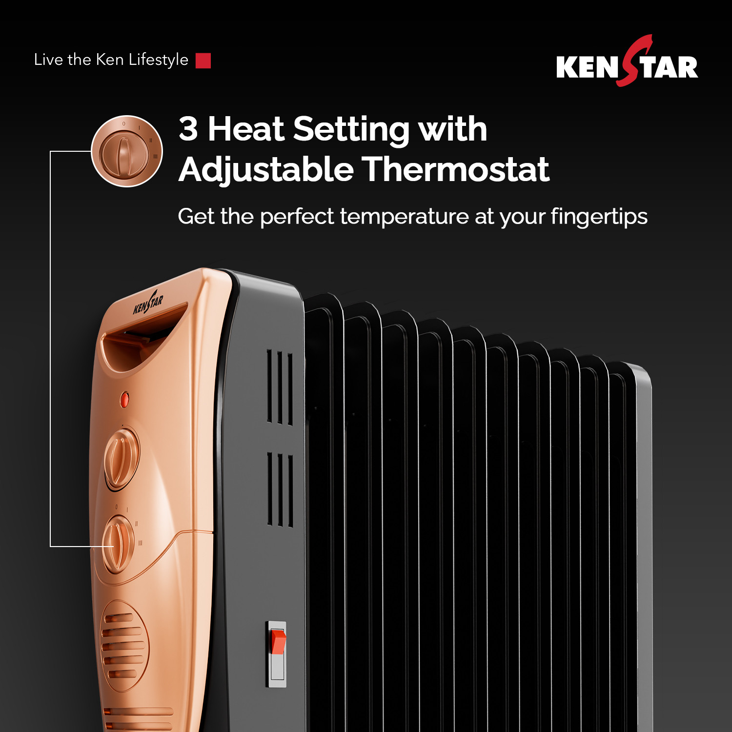 Image of Kenstar Luxora 11 2900W Oil Filled Room Heater