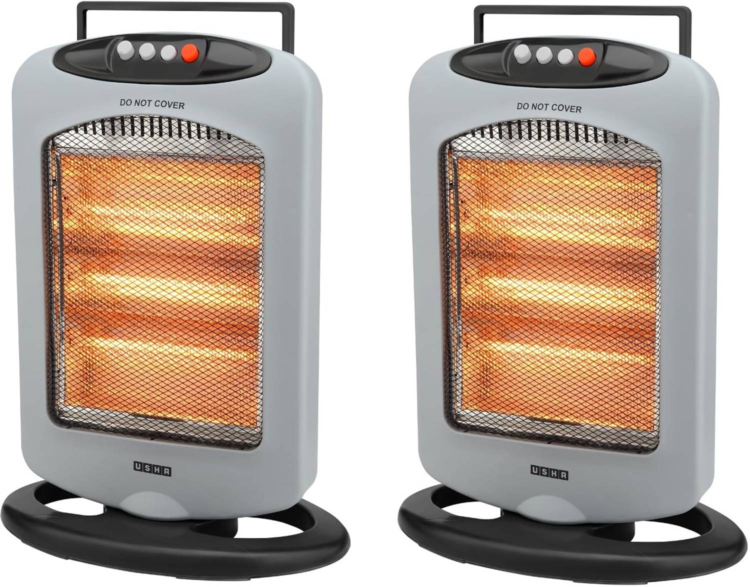 USHA HH 4003 -1200 Watt 3 Rod Halogen Heater, Pack of 2, Grey Hal