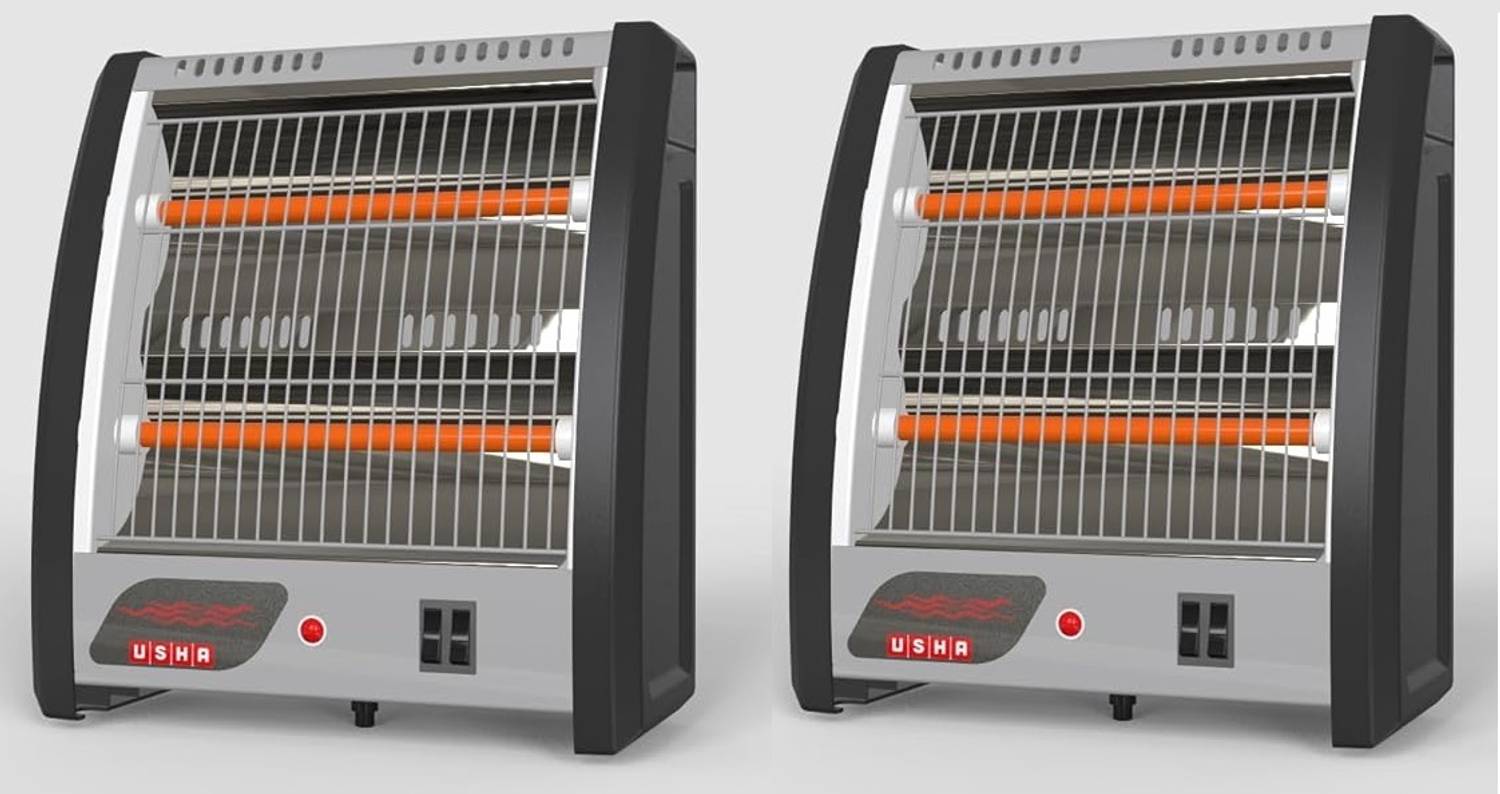 USHA QH4302N Pack of 2, 800 Watts 2 Rod Quartz Room Heater