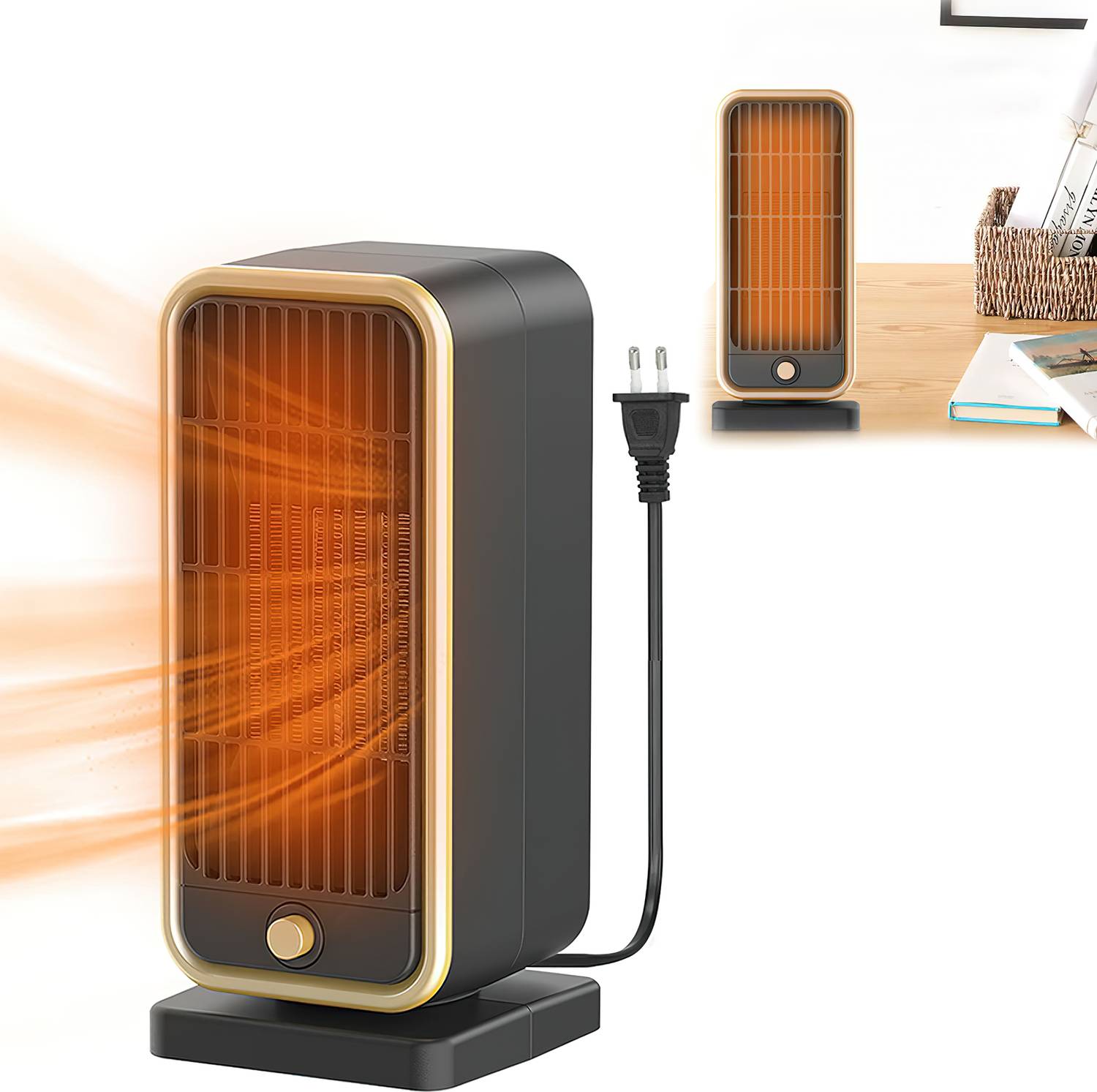 VUSTICA Electric Small Room Fan Heater Warmer for Bedroom PTC Hot