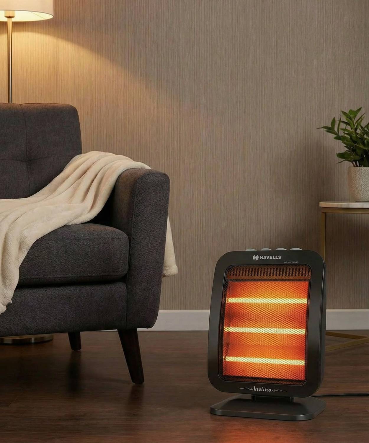 INCLINO HALOGEN 1200 W BLACK - GREY HAVELLS Halogen Room Heater H