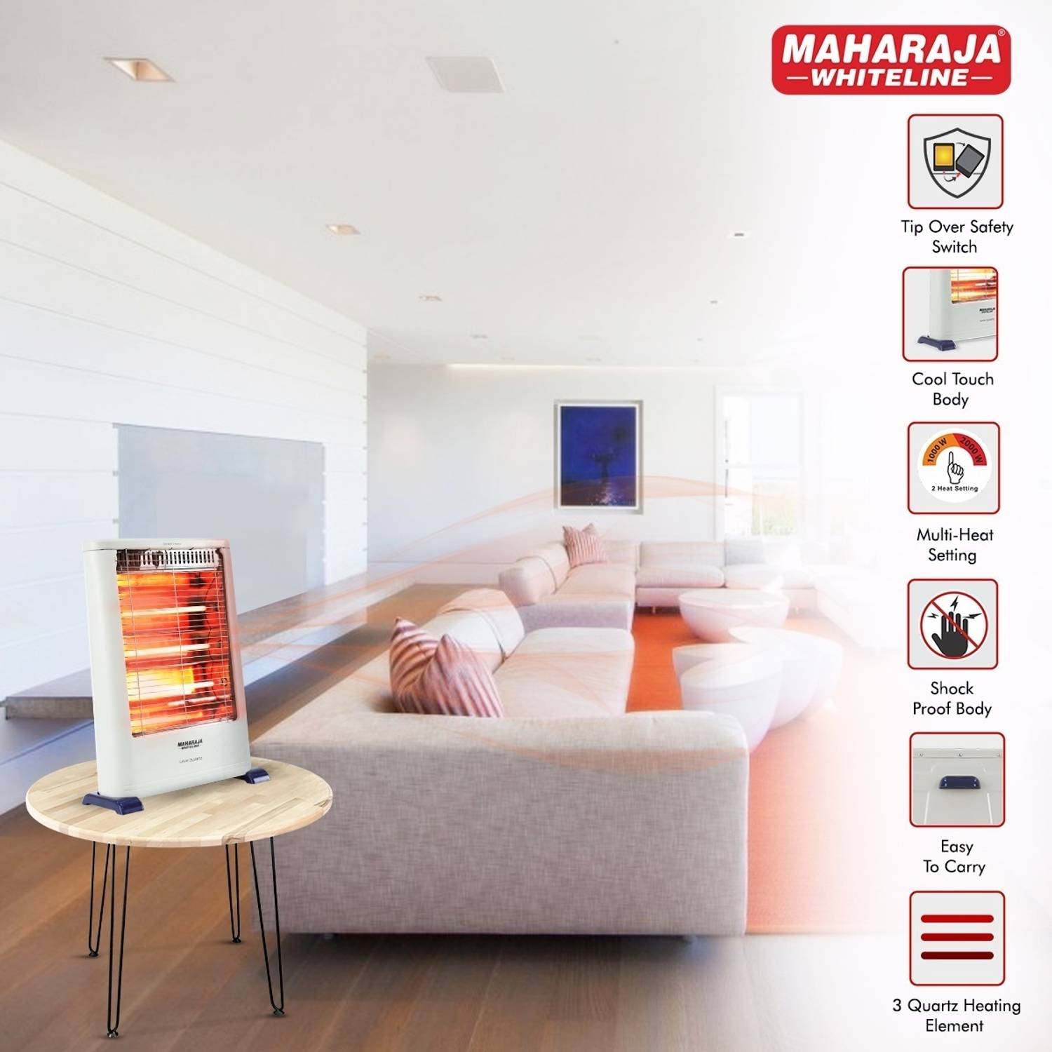 MAHARAJA WHITELINE RH-130 Quartz Room Heater Price in India - Buy