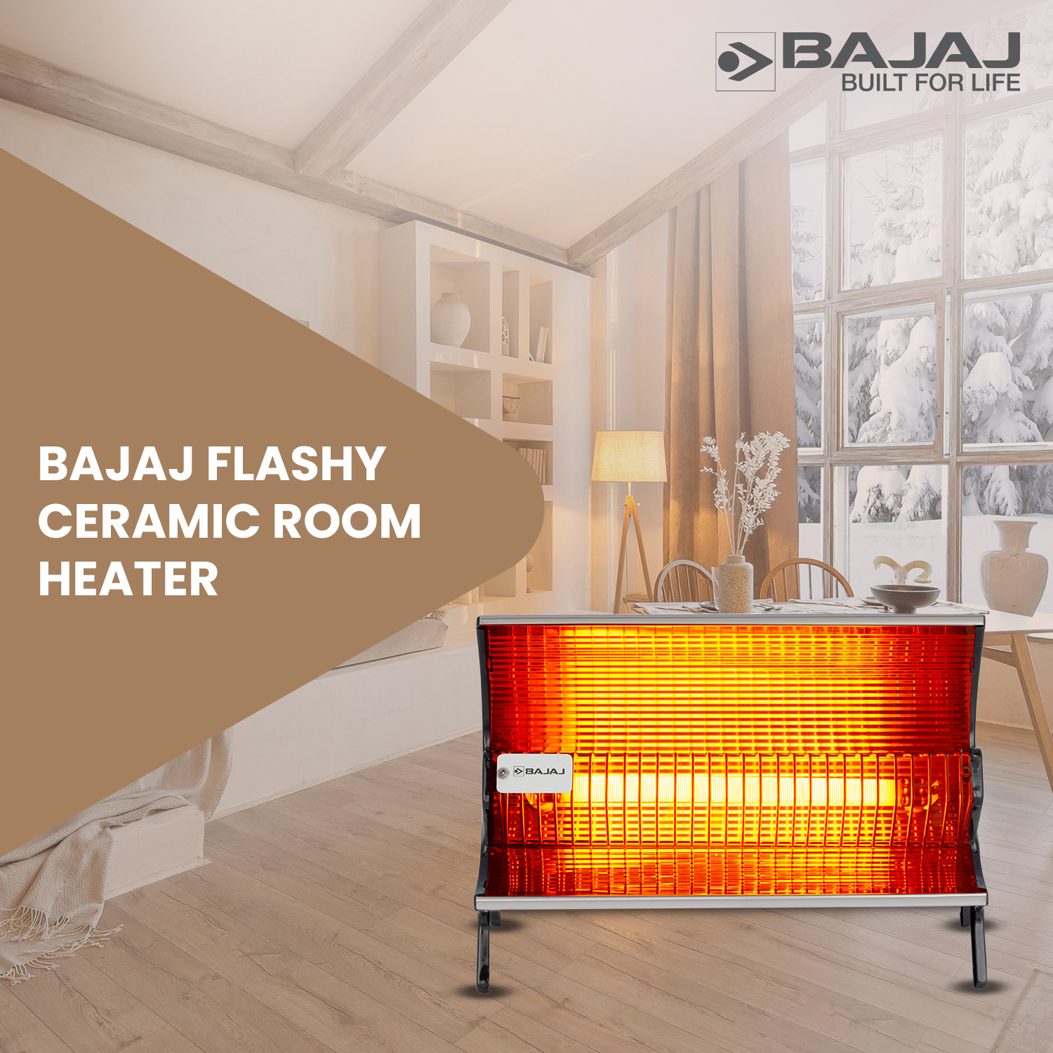 Image of BAJAJ j Flashy 1000 Watts Radiant Room Heater (Steel) Halogen Room Heater