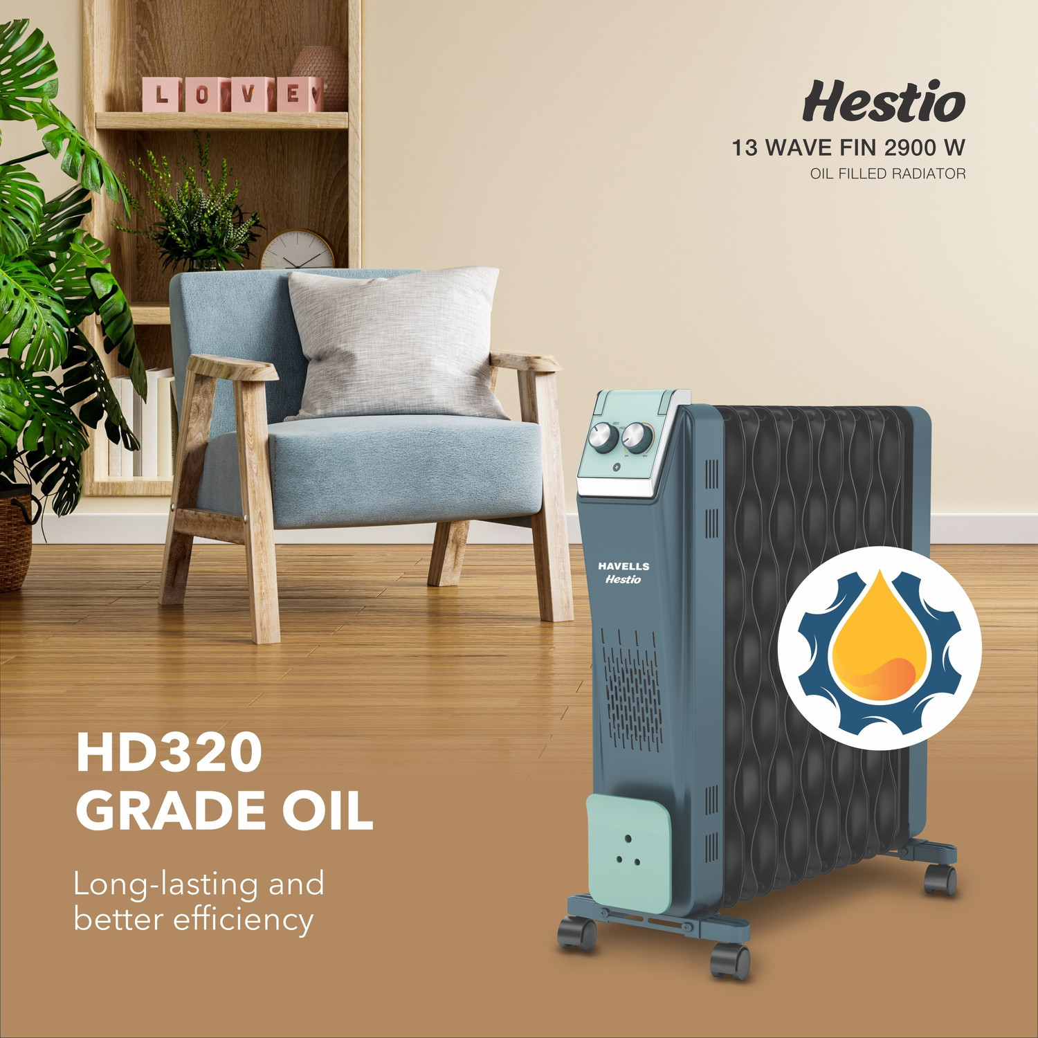Image of HAVELLS EOFR 2900 Hestio 13 Wave Fin Oil Filled Room Heater