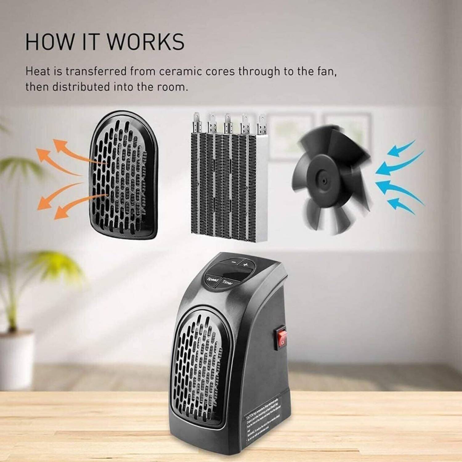 BAJAJ Electric Handy Room Heater (Room Heaters Home for Bedroom,