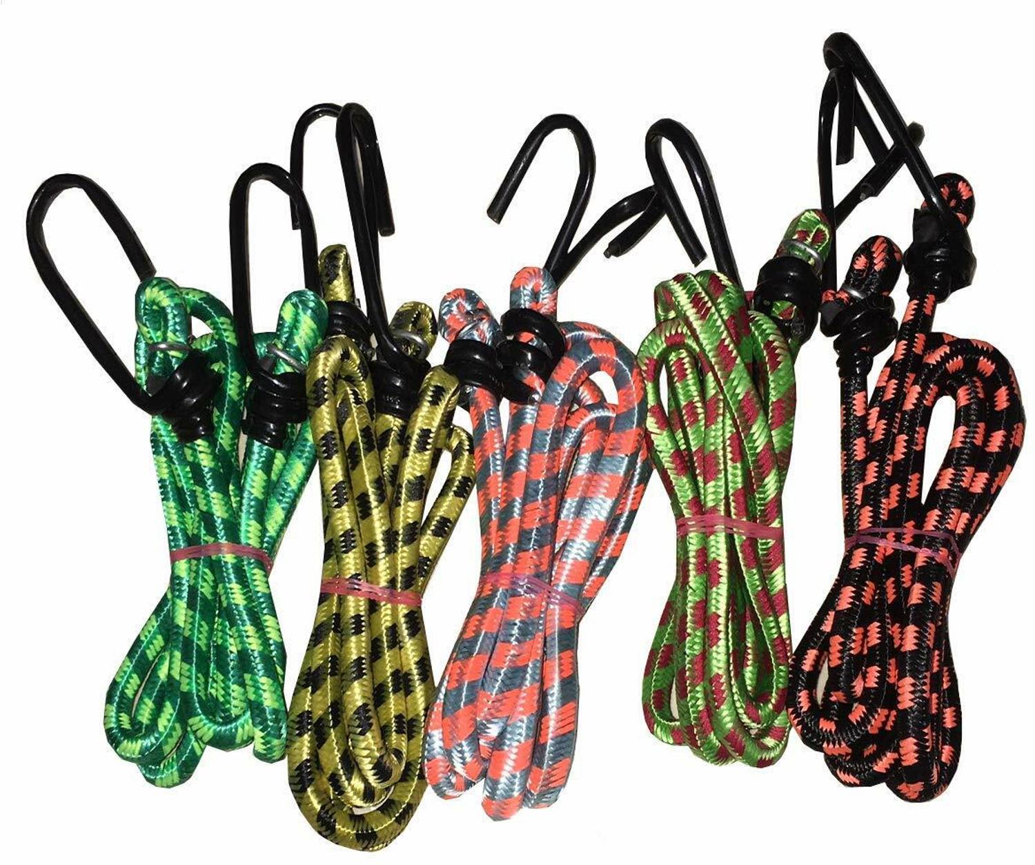 ABSONE Multipurpose Ultra Strong & Flexible Bungee Rope/Luggage Strap 5 Piece Multicolor