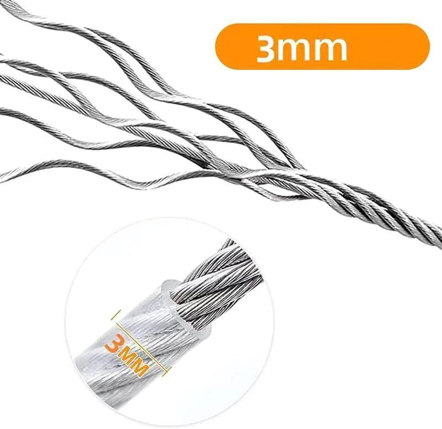 Image of Siya Corporation Heavy Duty Stainless Steel Clothesline with Hooks 5 m Silver