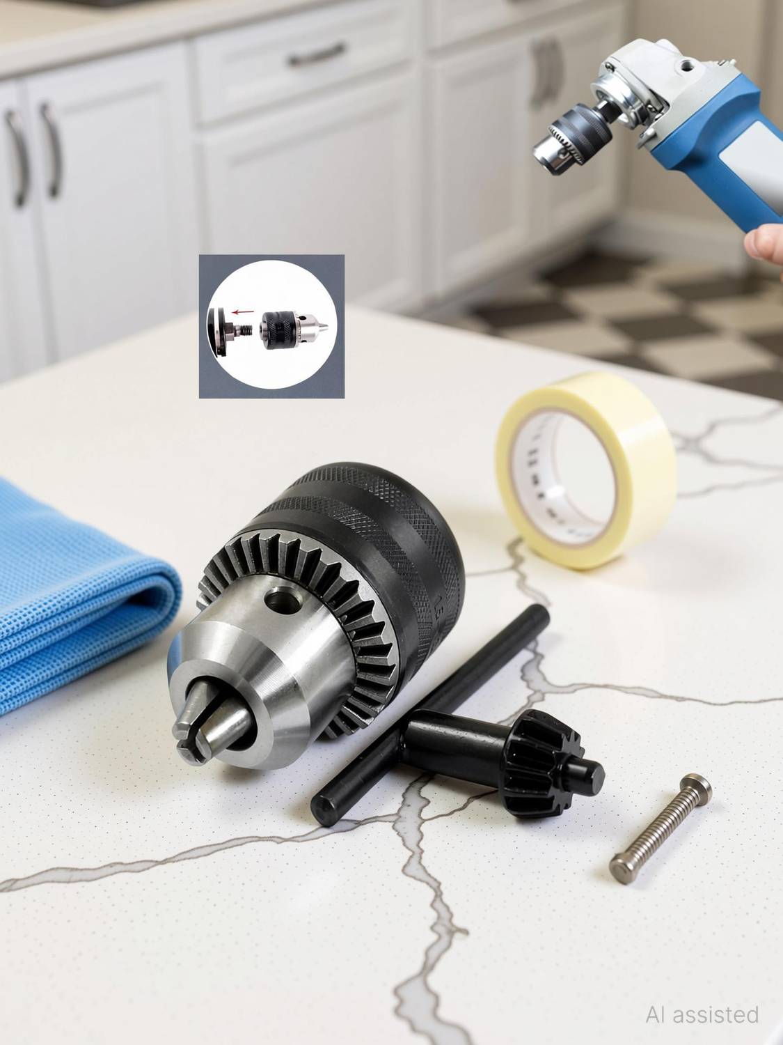 ALPHABET 13 MM Drill Chuck for 4" Angle Grinder with Converter (Drill chuck & Key only) Rotary Bit Set