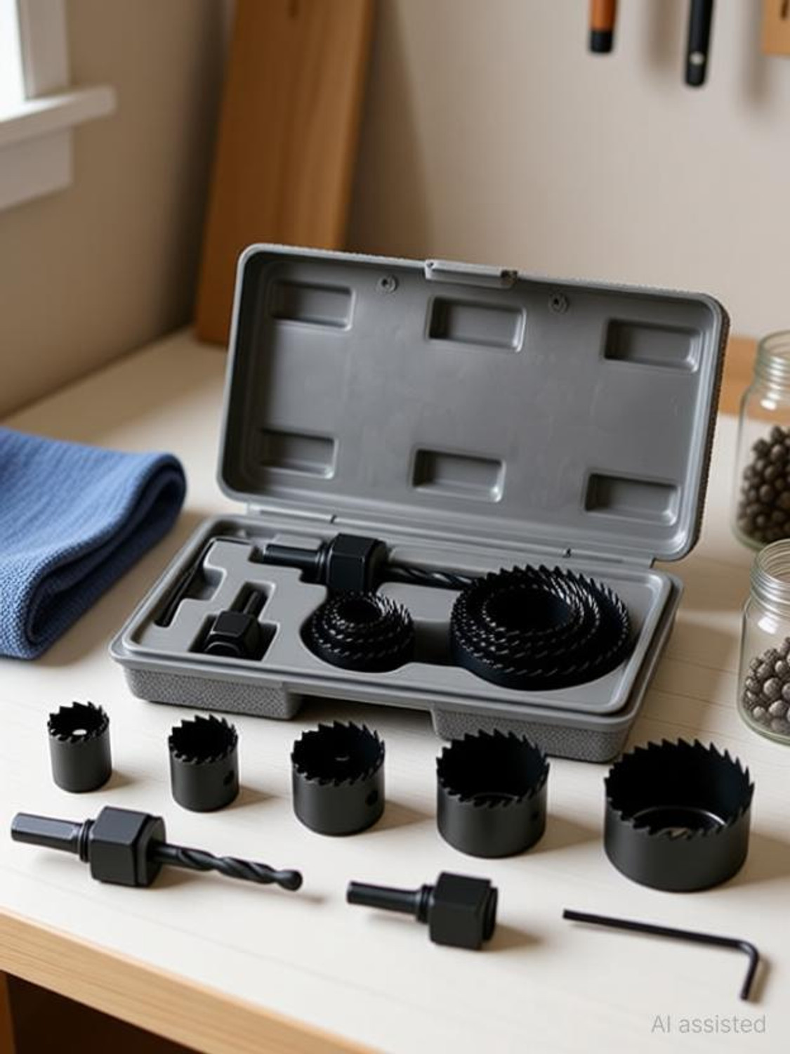 Image of tool trust Hole saw set 11 pieces 3 /4 inch-21 /2 inch hole saw kit hex key install plate for wood,PVC board, plastic plate drilling Rotary Bit Set