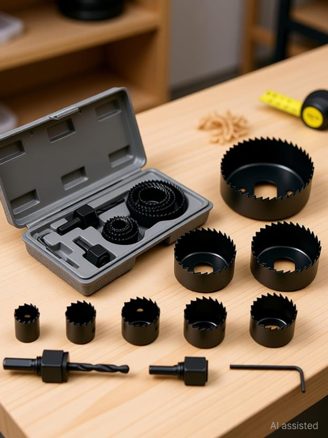 Image of tool trust Hole saw set 11 pieces 3 /4 inch-21 /2 inch hole saw kit hex key install plate for wood,PVC board, plastic plate drilling Rotary Bit Set