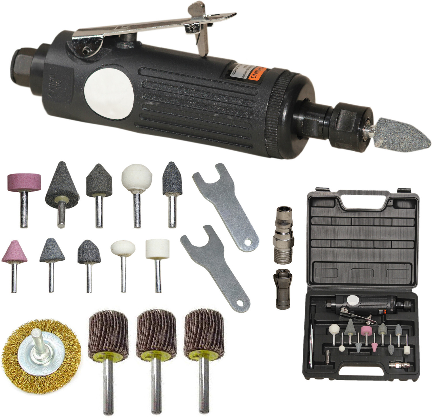Image of Digital Craft Polisher Sander Kit For Tire Repair, 1 /4 inch Engraving Polishing Collets 3mm & 6mm Pneumatic Air Die Grinder Machine,Wire Brush Wheel,3Pc Emery Cloth Grinding Buff Rotary Tool
