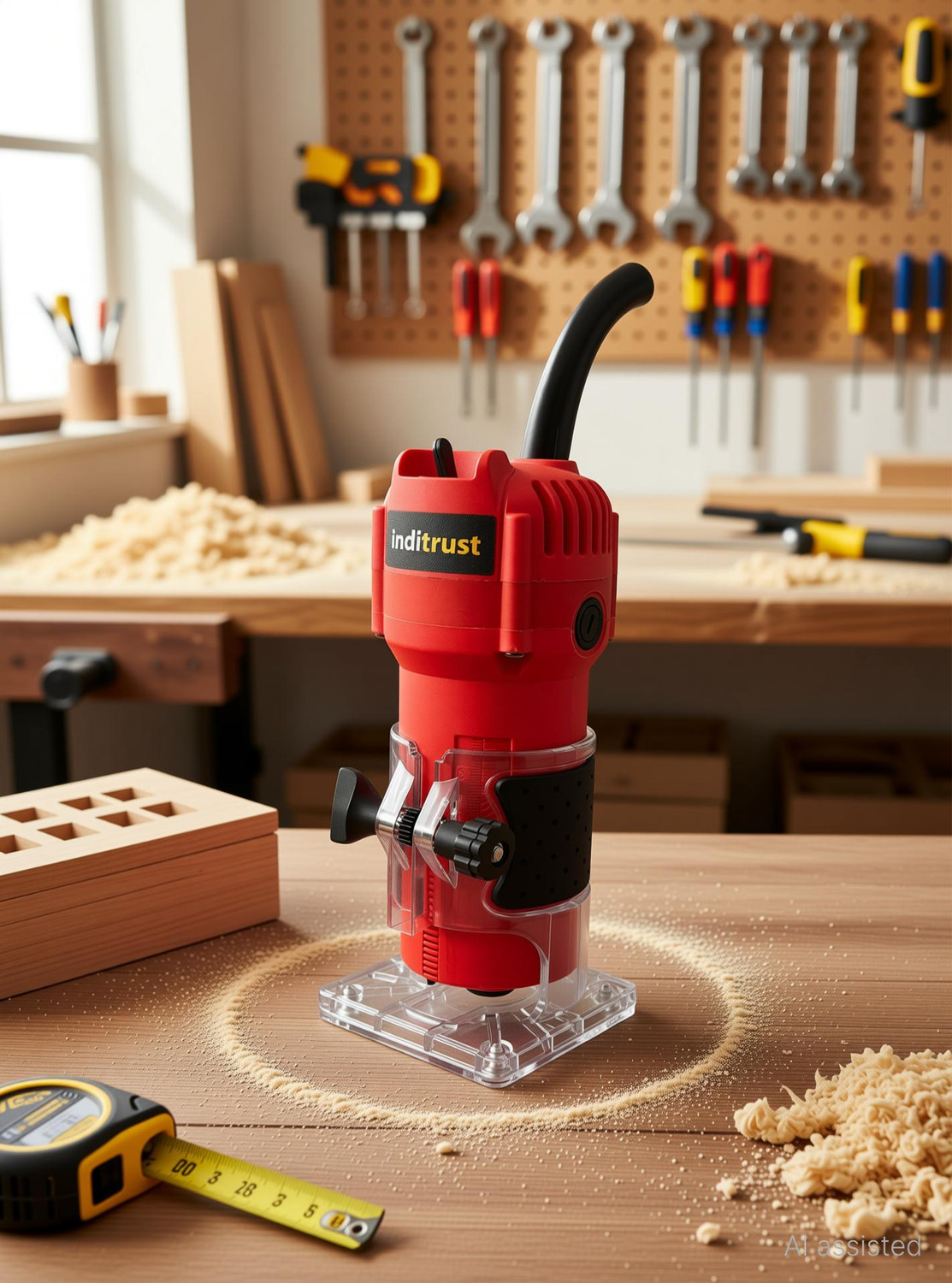 Image of Inditrust 6 MONTHS WARRANTY Professional Palm Router 30000RPM 6.35mm Trimmer 700W Machine Tool with 12 Bits Rotary Tool