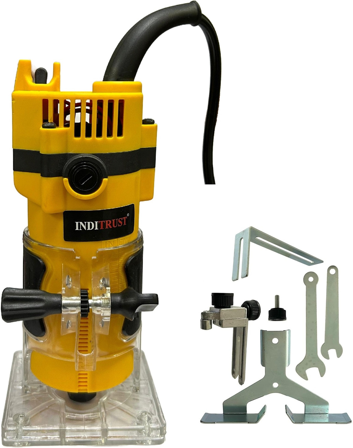 Image of Inditrust 700w 6.35mm Trimmer Wood Trimmer Machine 6 Month Warranty Copper Winding for multipurpose wood working Rotary Tool