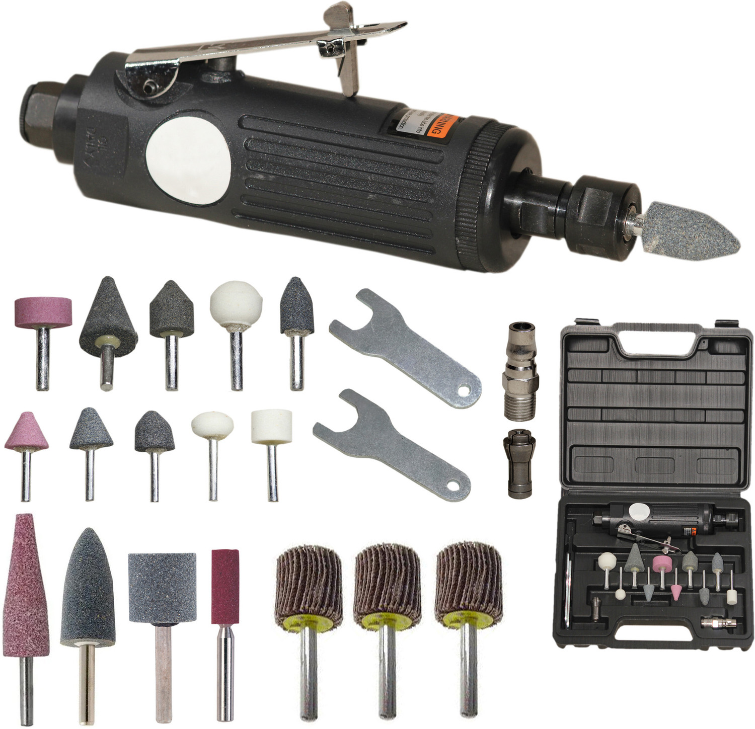 Image of Digital Craft Polisher Sander Kit For Tire Repair, 1 /4 inch Engraving Polishing Collets 3mm & 6mm Pneumatic Air Die Grinder Machine,4Pc Stone Set,3Pc Emery Cloth Grinding Wheel Rotary Tool