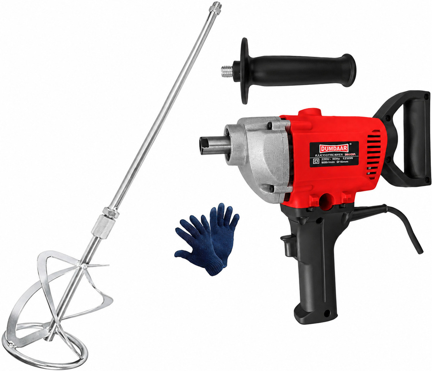 DUMDAAR 1250W with 6 months warranty with 12MM rod Heavy duty Electric Paint Mixer Cement Putty Paste Feed Mixer with Blender Multipurpose Stirring Machine Rotary Tool Gloves Rotary Tool