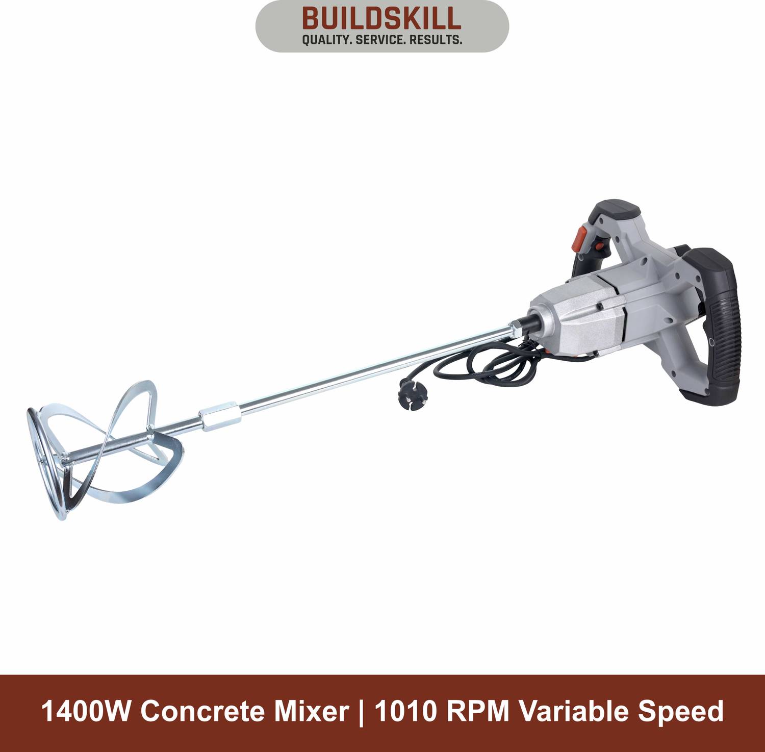 BUILDSKILL 1400W concrete mixer machine | dual variable speed 1010 RPM | chrome finish BCM14002 Rotary Tool