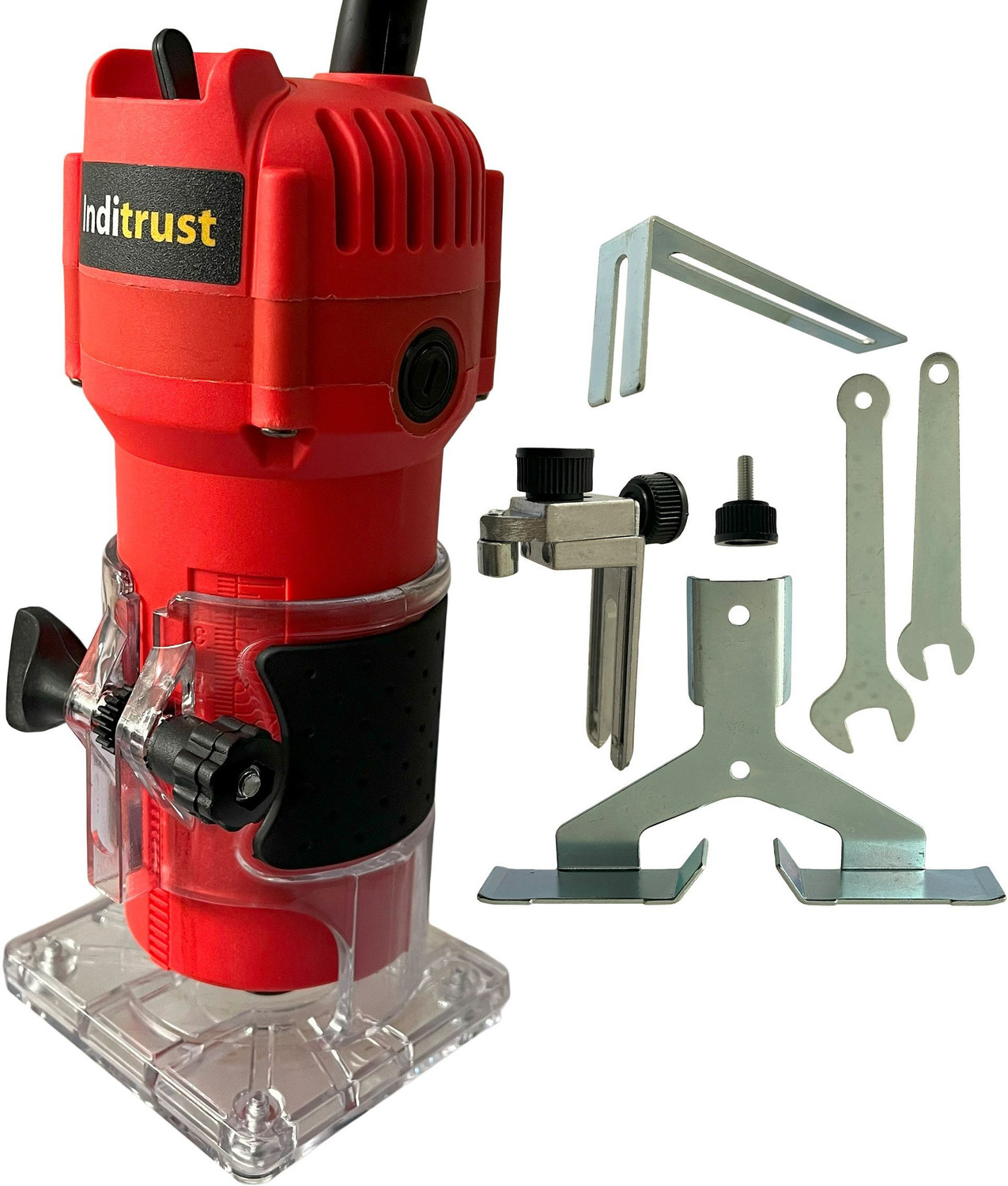 Image of Inditrust 700w 6.35mm Trimmer Wood Trimmer Machine 6 Month Warranty Copper Winding for multipurpose wood working Rotary Tool