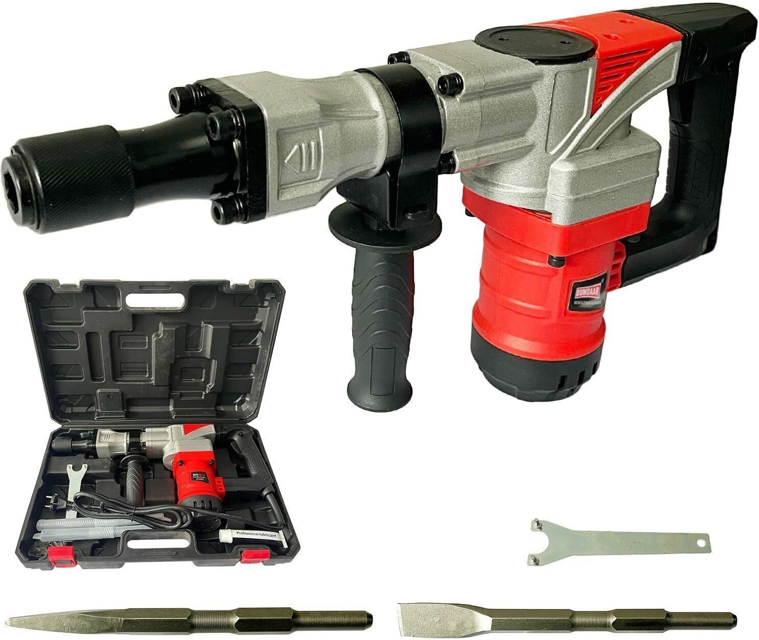 Image of DUMDAAR 7KG 2000W, 360 Rotating Handle, with Anti vibration control handle, 2900 RPM 5.6kg Electric Demolition Hammer, (Green) Rotary Tool