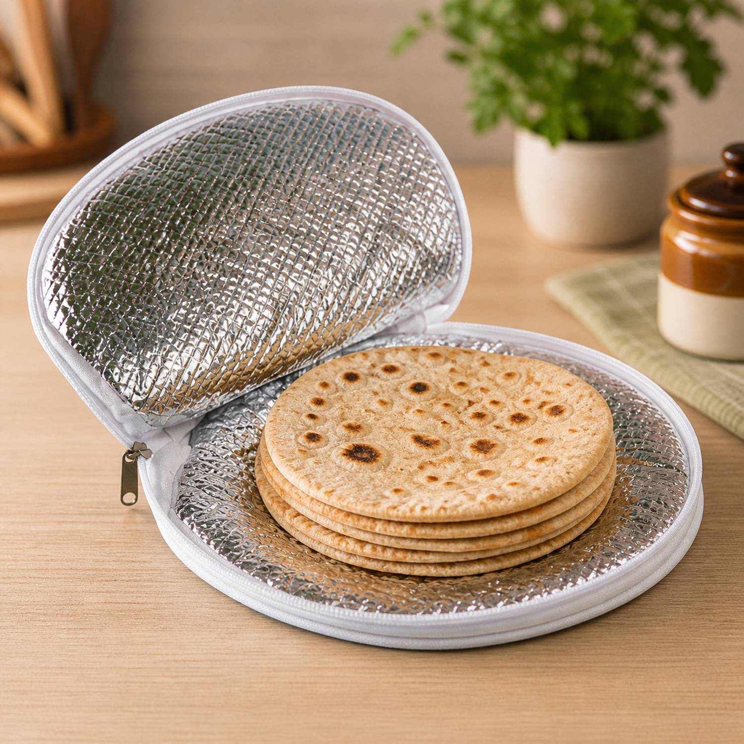 ARTHAM Insulated Cotton Roti Cover with Lighter Combo, Solid Roti Round Disk Cover