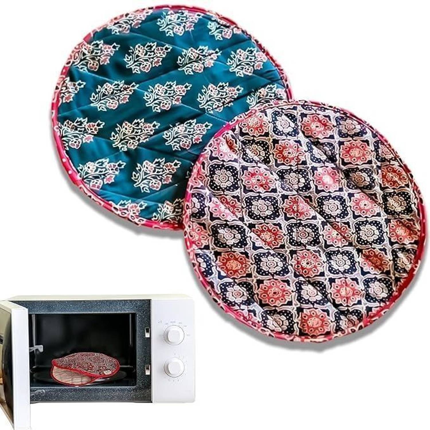 Aksobha Microwave-Friendly Tortilla & Roti Warmer Reusable Cloth Pouch Self Design Roti Round Disk Cover