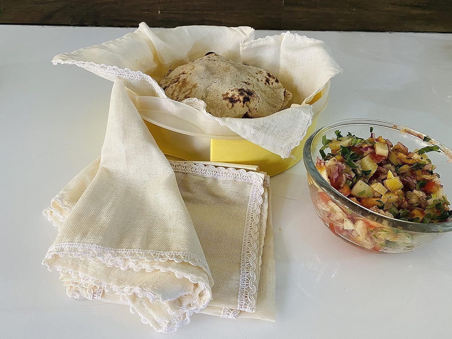 Image of blendmix Cotton Square Premium Roti|Chapati Covers|Roti Rumal|Traditional Roti Rumals Solid Roti Square Flap Cover