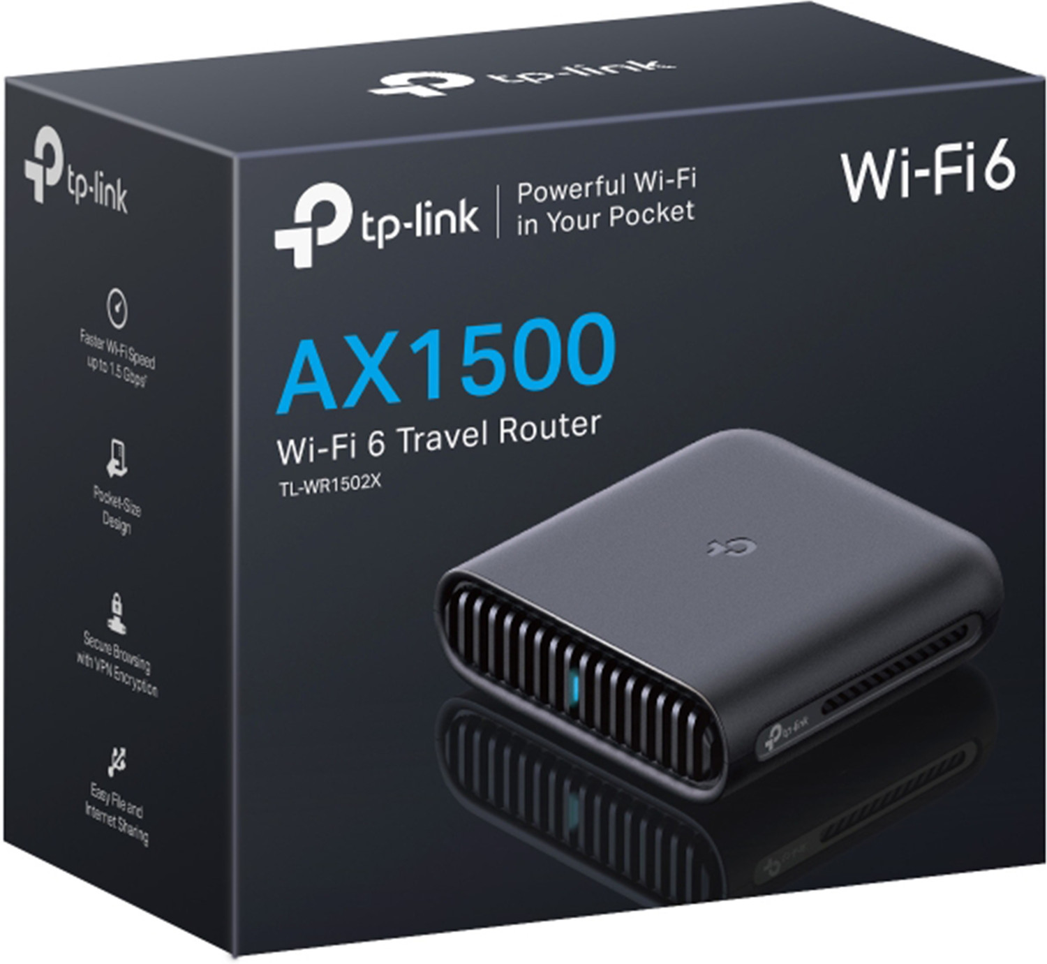 Image of TP-Link TL-WR1502X 1500 Mbps Wi-Fi 6 Gigabit Portable Travel Router Wireless Router 2.4 GHz, 5 GHz 1500 Mbps Wifi Speed Dual Band Ethernet (Cable Broadband)