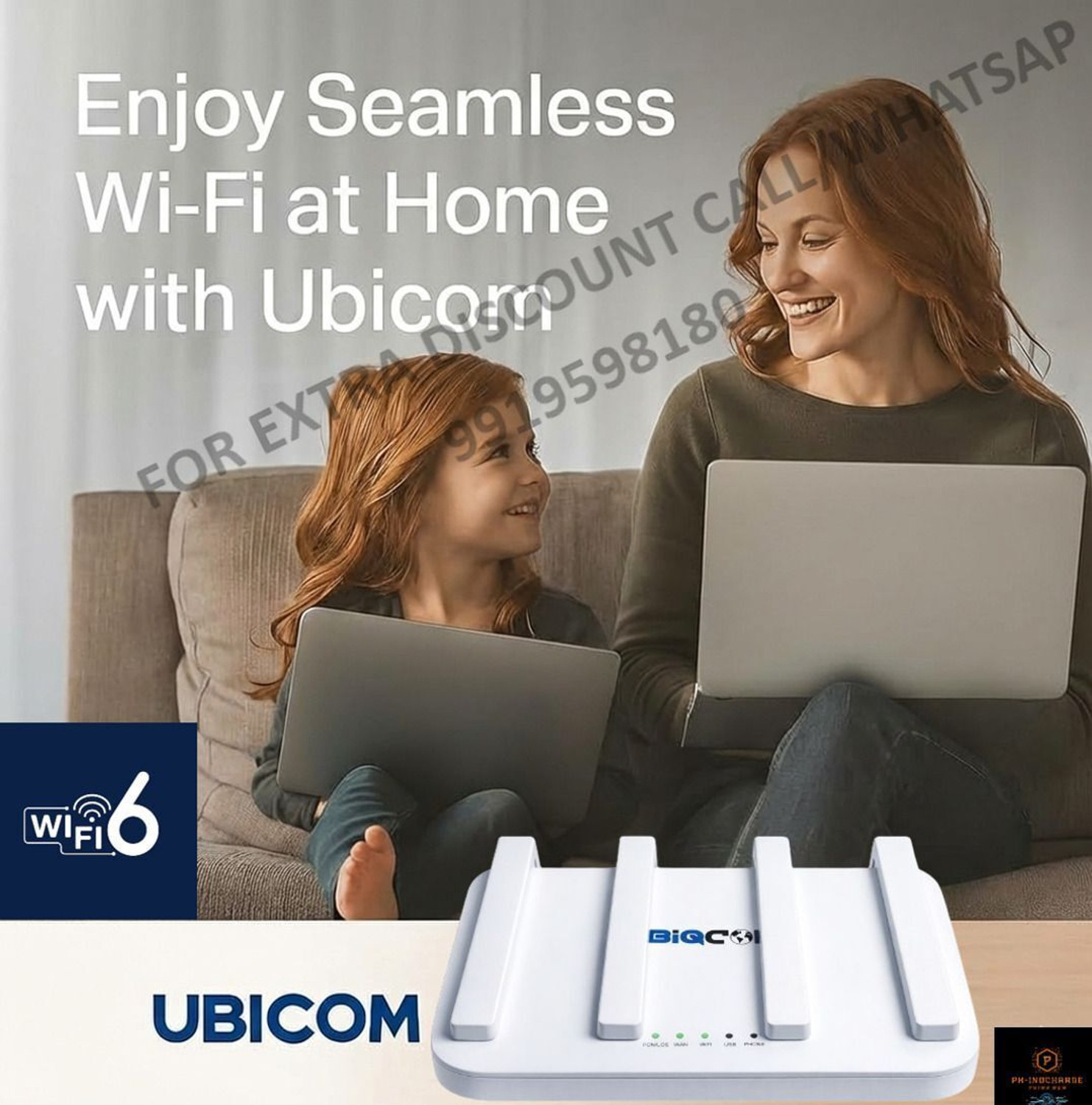 Image of UBIQCOM WIFI-6 UB6041 GVWD FTTH XPON, 4GE+1POTS+WIFI 6 +AX1500+USB 3.0 Mesh Router 2.4 GHz, 5 GHz 1800 Mbps Wifi Speed Dual Band External Antenna ADSL (Telephone), Access Point Mode, Both (Ethernet and ADSL), Ethernet (Cable Broadband), ADSL (Telephone)