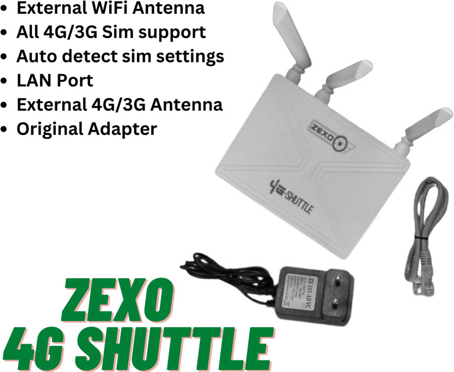 zexo WR-303 (WQL) 4G Router 2.4 GHz 300 Mbps Wifi Speed Tri Band
