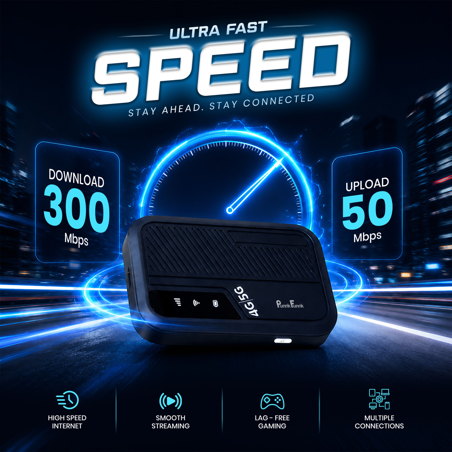 Image of PunnkFunnk 4G /5G LTE MIFI Wireless Mobile WiFi 4G Router 2.4 GHz 300 Mbps Wifi Speed Single Band Internal Antenna MiFi (Sim Based)
