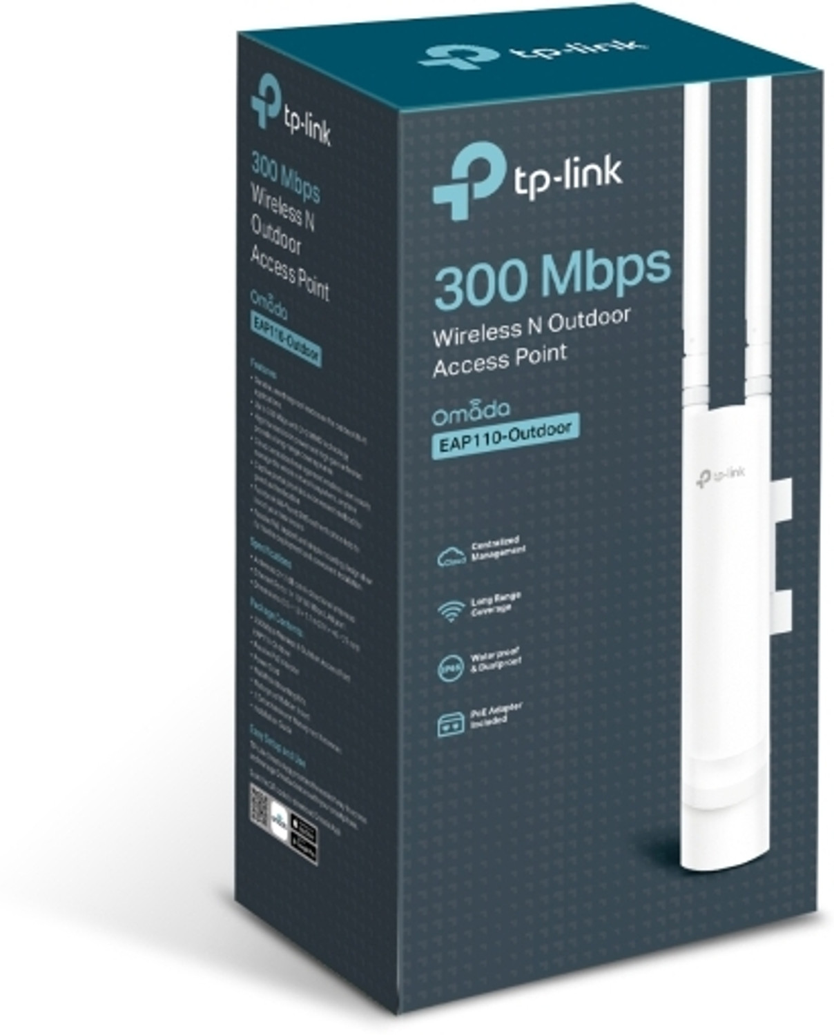 Image of TP-Link EAP110-Outdoor Wireless Router 2.4 GHz 300 Mbps Wifi Speed Single Band Access Point Mode